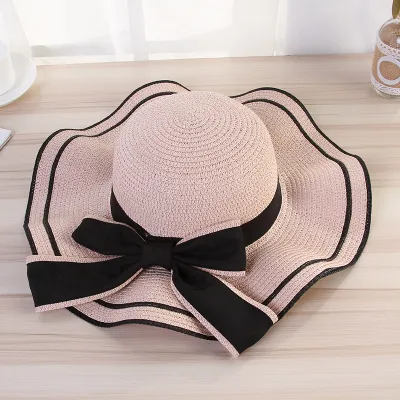 Summer Women Fashion Holiday Beach Bow Straw Dome Hat