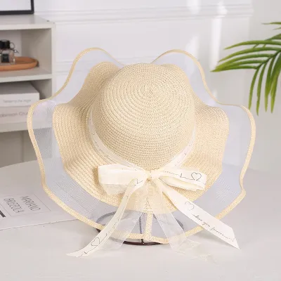 Summer Women Fashion Holiday Beach Bow Straw Dome Hat