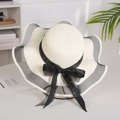 Summer Women Fashion Holiday Beach Bow Straw Dome Hat