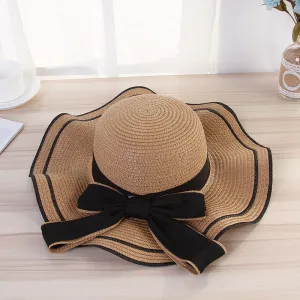Summer Women Fashion Holiday Beach Bow Straw Dome Hat