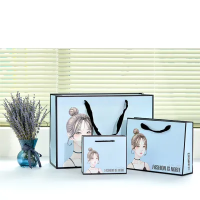 Simple Creative Cartoon Girl Printing Gift Packaging Paper Bags