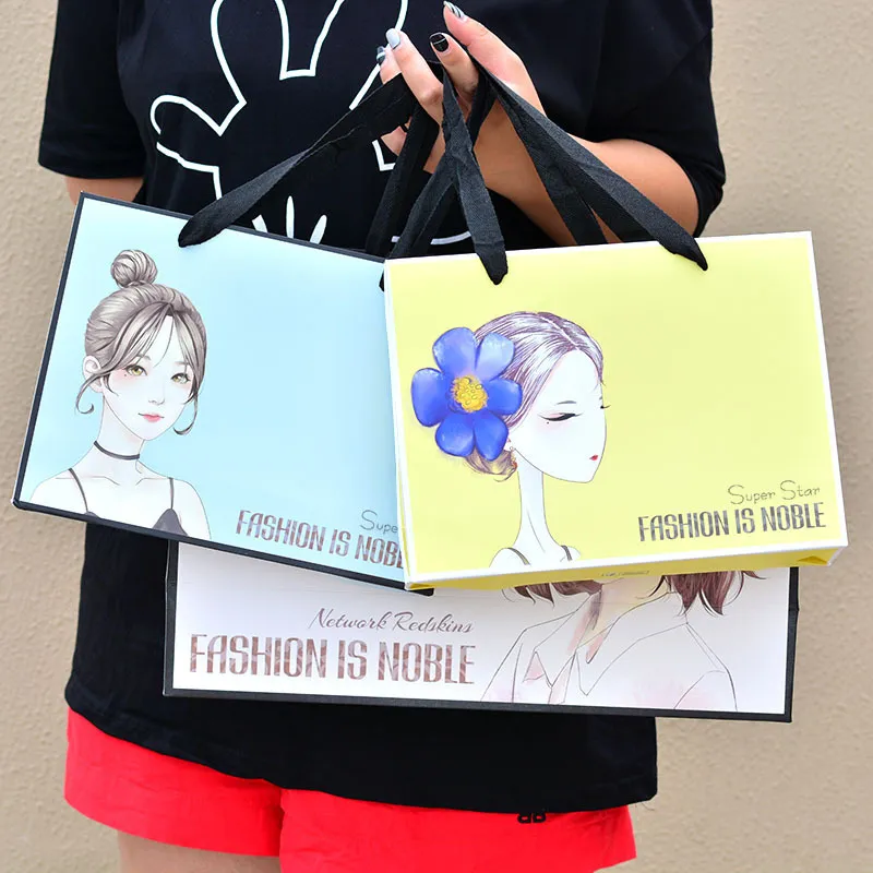 Simple Creative Cartoon Girl Printing Gift Packaging Paper Bags