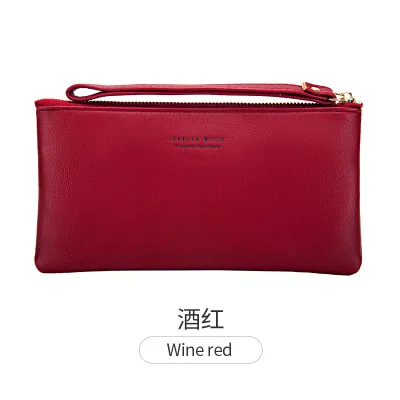 Women's Simple Large Capacity Zipper Touch Screen Phone Bag PU Leather Purses