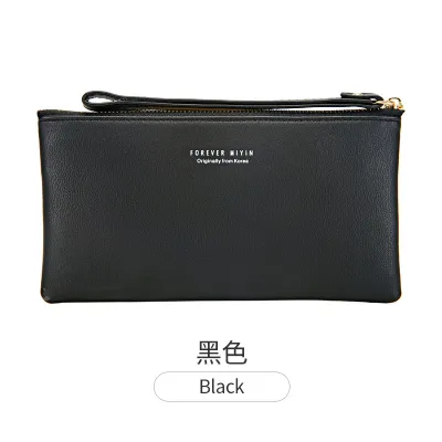 Women's Simple Large Capacity Zipper Touch Screen Phone Bag PU Leather Purses