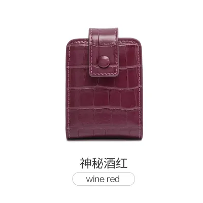Women Fashion Crocodile Embossed Mini Portable Purse Solid Color Buckle Closure