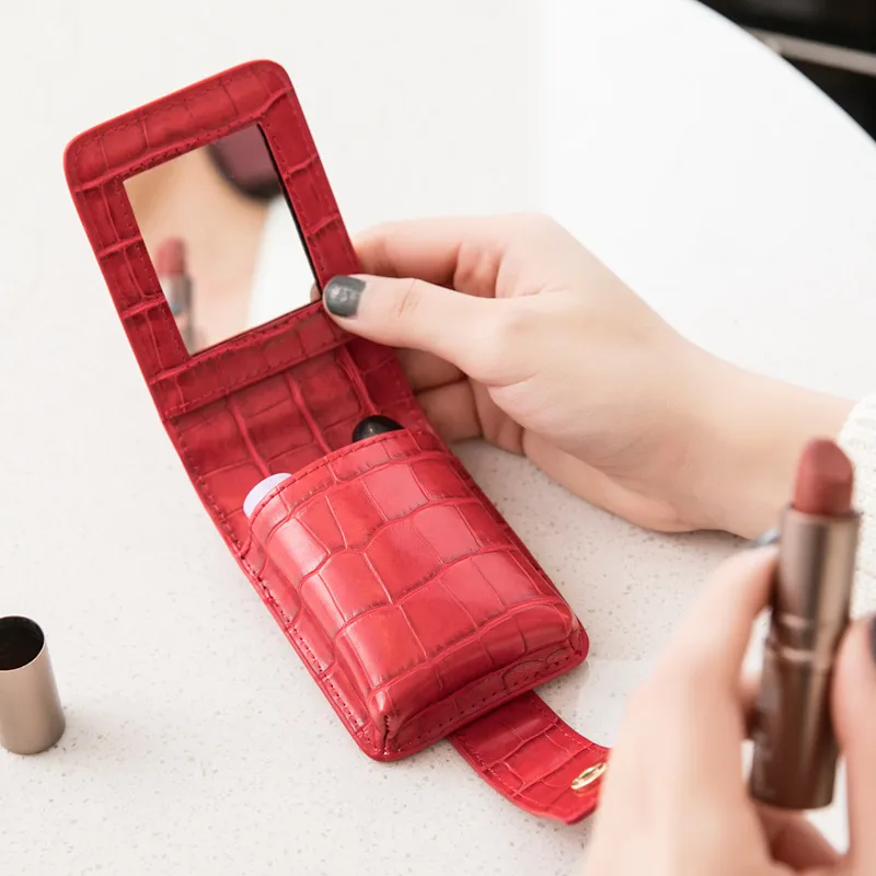 Women Fashion Crocodile Embossed Mini Portable Purse Solid Color Buckle Closure