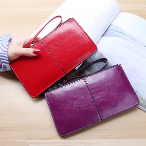 Women Multi-Function Multi-Card Zipper Long PU Leather Solid Color Purses Bags