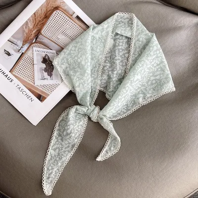 Women Fashion Lace Flower Triangle Scarf