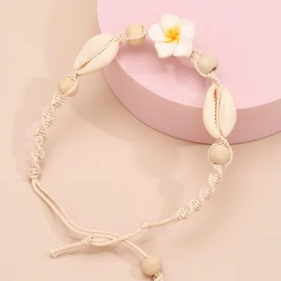 Women's Fashion Bohemian Style Hand Woven Shell Floral Anklet
