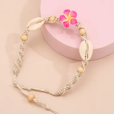 Women's Fashion Bohemian Style Hand Woven Shell Floral Anklet