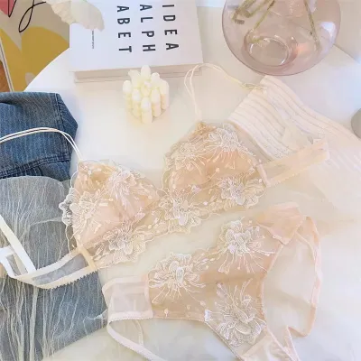 Women Fashion Sexy Lace Push-Up Triangle Cup Bra Panties Set