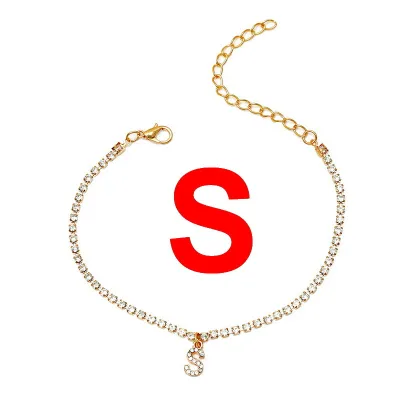 Women Simple Creative 26 English Alphabet Rhinestone Anklets
