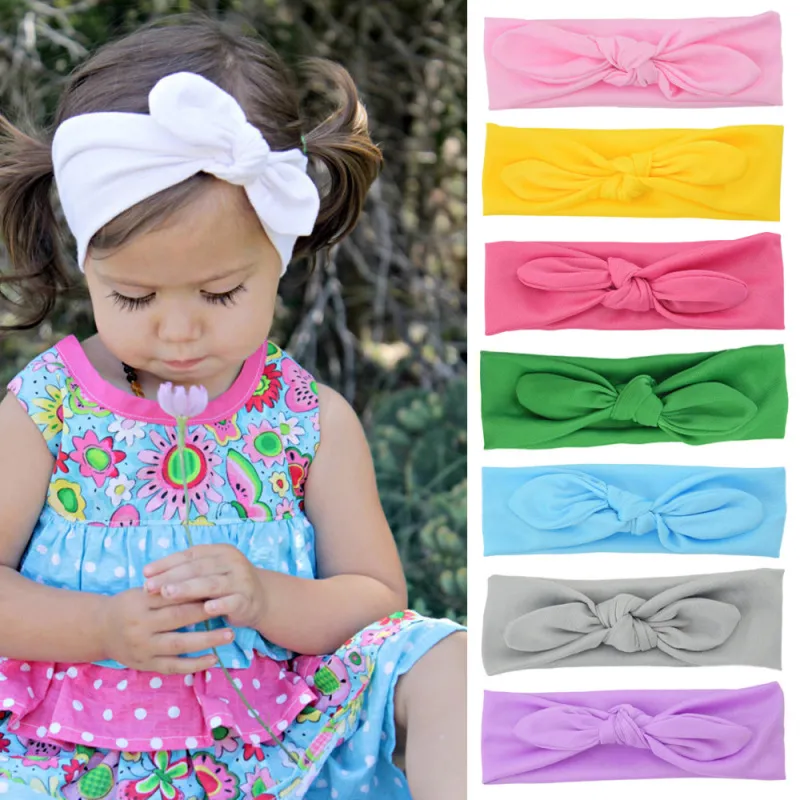 Baby Fashion Solid Color Bow Stretch Hair Band Kids Accessories