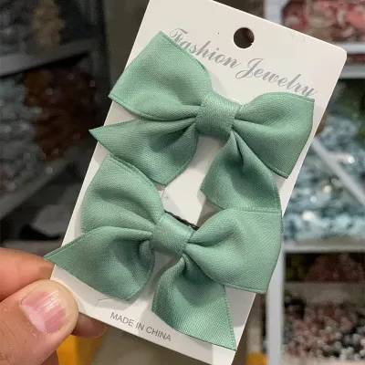 Children Fashion Solid Color Bow Hair Accessories Princess Side Clip