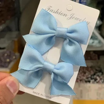 Children Fashion Solid Color Bow Hair Accessories Princess Side Clip