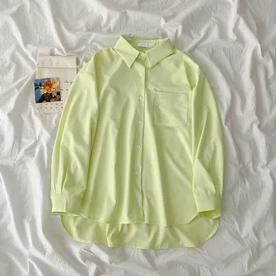 Jelly Color Summer Women Loose Long Sleeve Cardigan Blouse