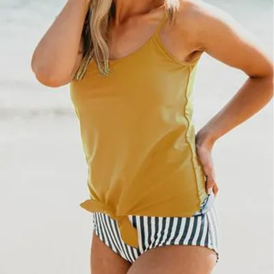 Women Floral Printed Sling Tankini Swimsuit