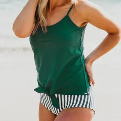 Women Floral Printed Sling Tankini Swimsuit