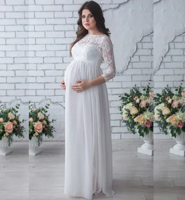Pregnant Women Fashion Sexy Lace Stitching Chiffon Maxi Dress