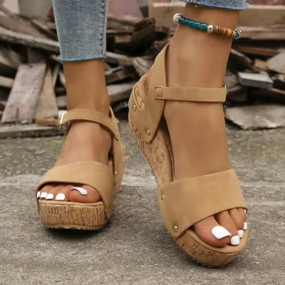 Summer Women Casual Solid Color Thick-Soled Open Toe Sandals