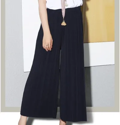 Women's Solid Color Pleated Chiffon Wide Leg Pants Korean Style