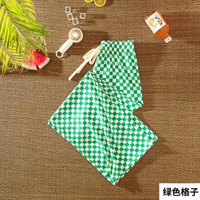 Women Casual Checkerboard Printed Loose Wide-Leg Pants