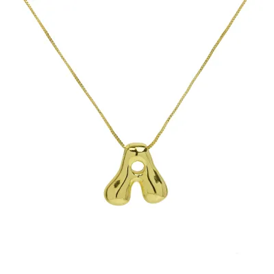 Women Fashion Cute 26 English Alphabet Smooth Pendant Necklace