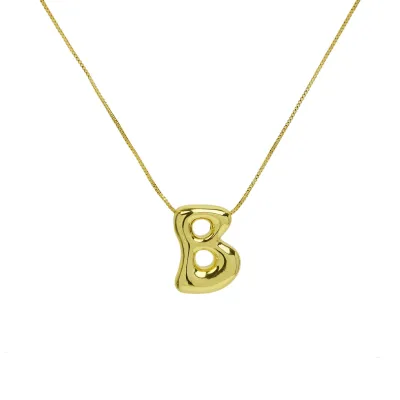 Women Fashion Cute 26 English Alphabet Smooth Pendant Necklace