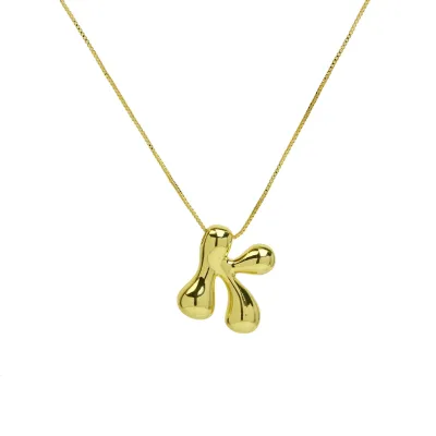 Women Fashion Cute 26 English Alphabet Smooth Pendant Necklace