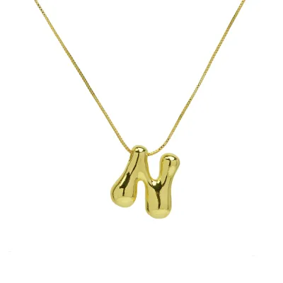 Women Fashion Cute 26 English Alphabet Smooth Pendant Necklace