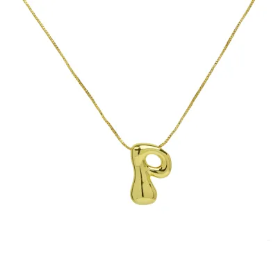 Women Fashion Cute 26 English Alphabet Smooth Pendant Necklace