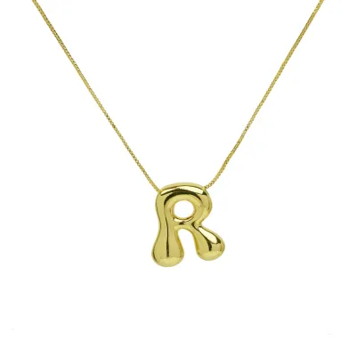 Women Fashion Cute 26 English Alphabet Smooth Pendant Necklace
