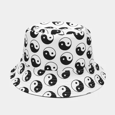 Unisex Simple Dairy Pattern Heart-Shaped Double-Sided Shade Bucket Hats