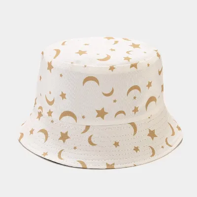 Unisex Simple Dairy Pattern Heart-Shaped Double-Sided Shade Bucket Hats