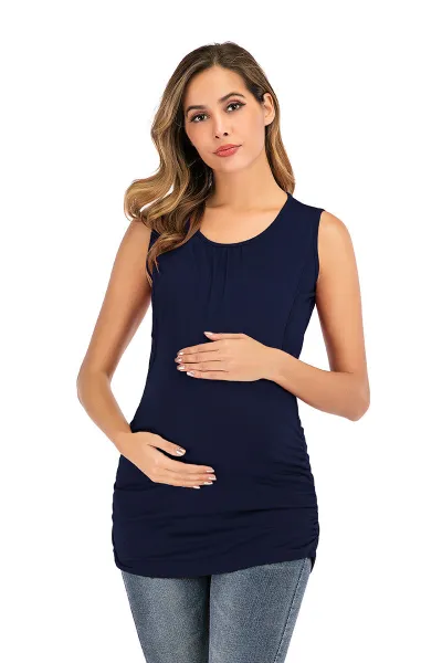 Pregnant Women Fashion Solid Color Sleeveless Breastfeeding Vest Top