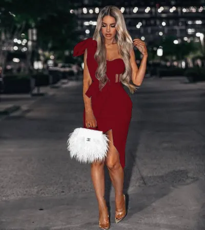 Women Sexy Solid Sleeveless V-Neck Party Dress