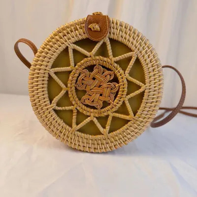 Bohemian Vintage Woven Straw Round Shoulder Bag