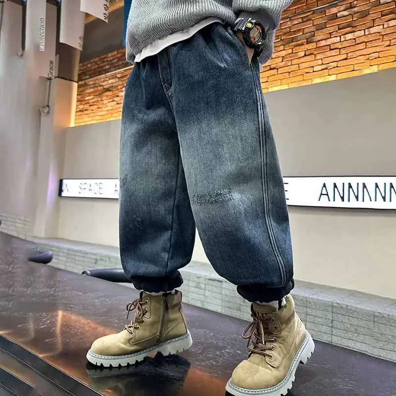Kids Toddler Big Boys Spring And Autumn Fashion Casual Movement Jeans