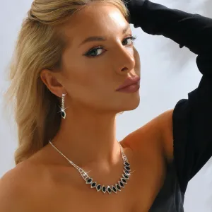 Women Elegant Party Rhinestone Jewelry Set with Bamboo Chain Stars Sun Moon Clouds Universe