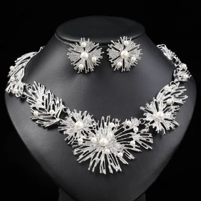 Exaggerated Retro Alloy Pearl Party Jewelry Set with O-Chain
