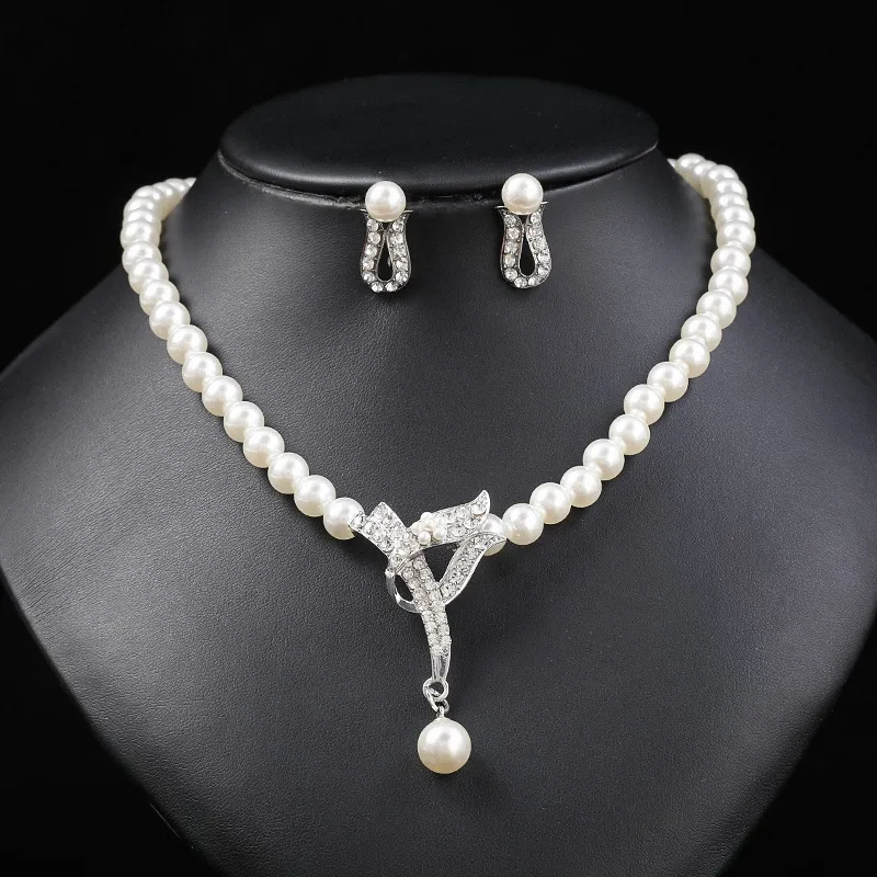 Fashion Women'S Pearl Jewelry Set with Plant Floral Pattern for Party Wedding