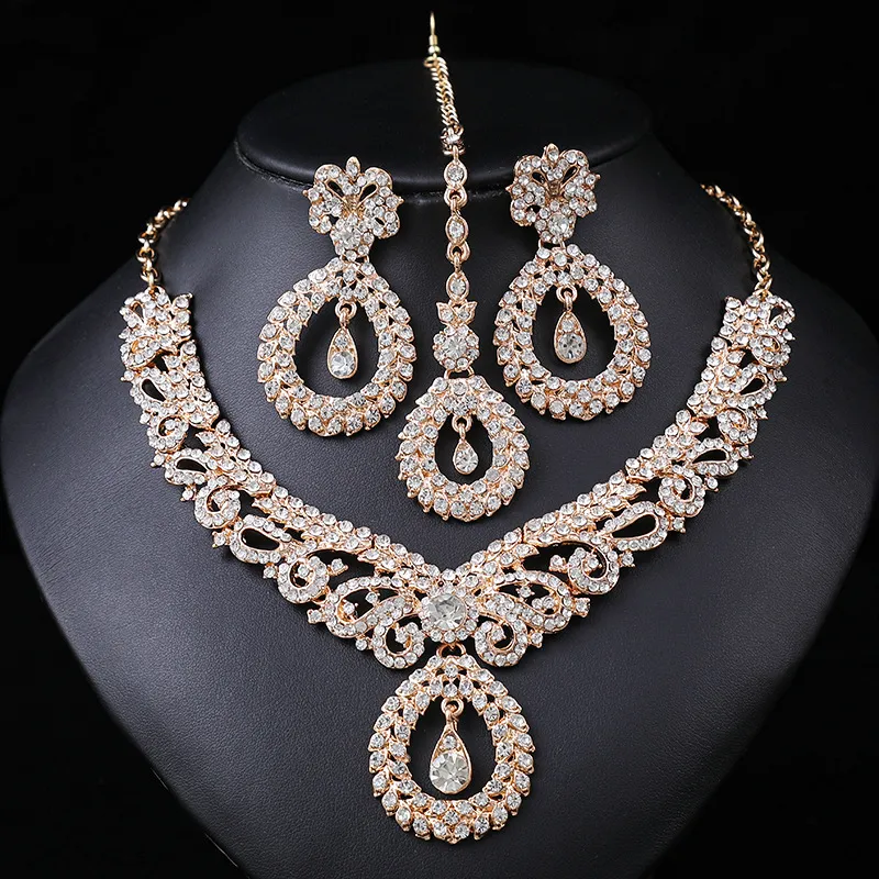 Exaggerated Retro Rhinestone Party Wedding Accessories Set Women's Alloy Chain