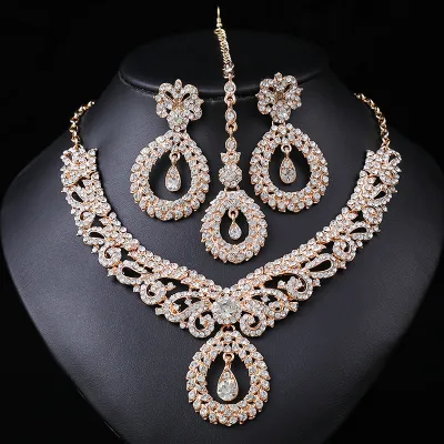 Exaggerated Retro Rhinestone Party Wedding Accessories Set Women's Alloy Chain