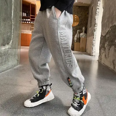Kids Toddler Big Boys Spring Autumn Fashion Casual Letter Waffle Pants