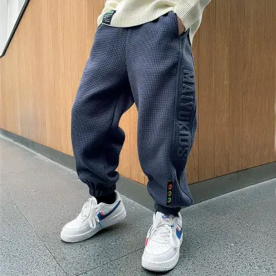 Kids Toddler Big Boys Spring Autumn Fashion Casual Letter Waffle Pants