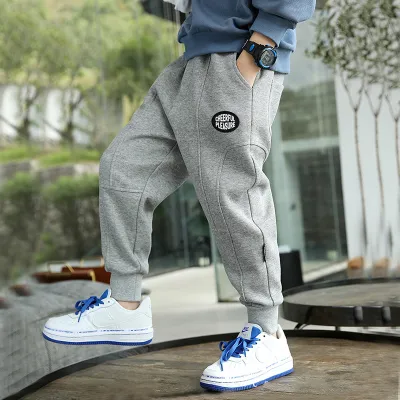 Kids Toddler Big Boys Spring Autumn Fashion Casual Cotton Alphabet Pants Long Solid Color Mid-Waist