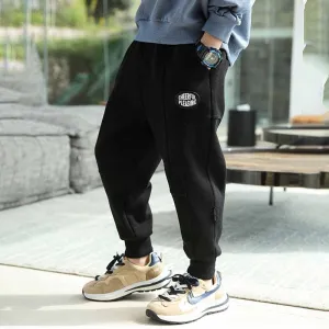 Kids Toddler Big Boys Spring Autumn Fashion Casual Cotton Alphabet Pants Long Solid Color Mid-Waist