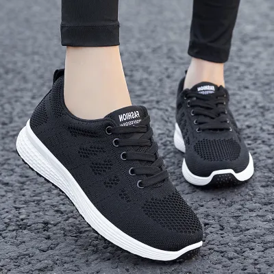 Women Fashion Plus Size Casual Mesh Breathable Lace Sneakers