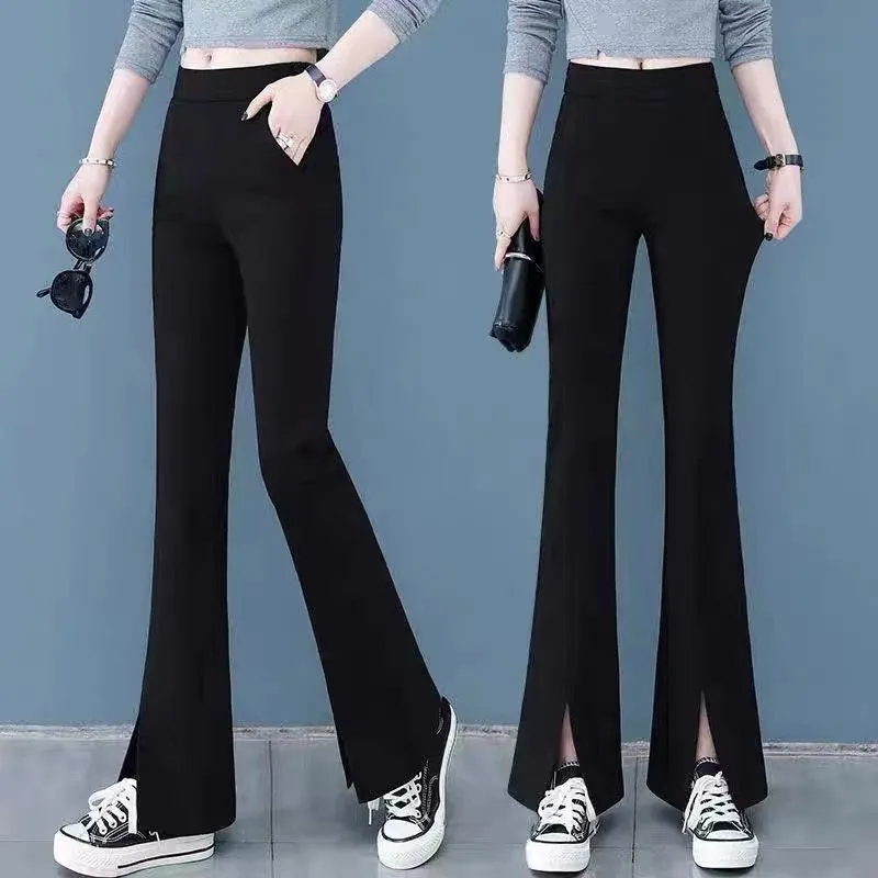 Women's Casual Solid Color Split Flared Pants