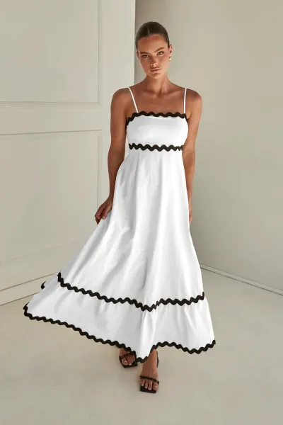 Women Casual Summer Vacation Floral Color Blocking Maxi Sun Dress